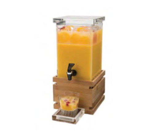 Rosseto 1 Gal Beverage Dispenser W/ Ice Basket - Plastic Container, Bamboo Base (LD116)-cityfoodequipment.com