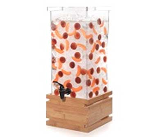 Rosseto 4 gal Beverage Dispenser w/ Ice Basket - Plastic Container, Bamboo Base (LD131)-cityfoodequipment.com