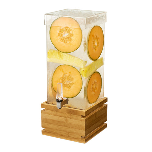 Rosseto 4 gal Beverage Dispenser w/ Ice Basket - Plastic Container, Bamboo Base (LD180)-cityfoodequipment.com