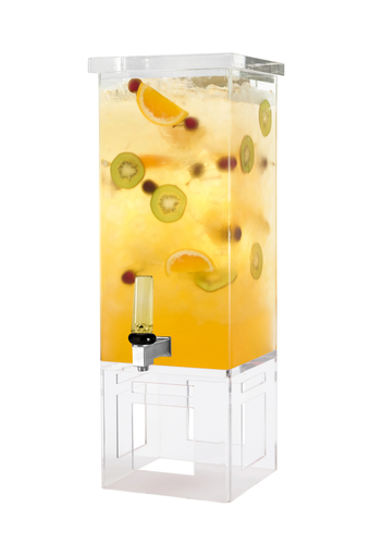 Rosseto 3 Gal Beverage Dispenser W/ Ice Basket - Plastic Container, Clear Base (LD194)-cityfoodequipment.com