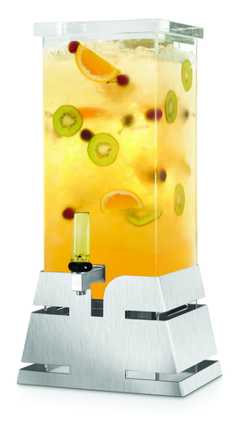 Rosseto 3 Gal Beverage Dispenser W/ Ice Basket - Plastic Container, Stainless Base (LD196)-cityfoodequipment.com