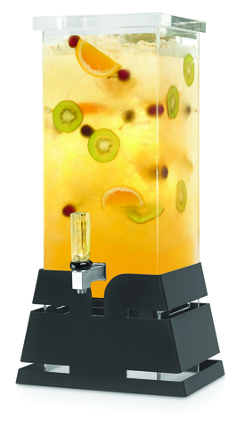 Rosseto 3 Gal Beverage Dispenser W/ Ice Basket - Plastic Container, Black Base (LD197)-cityfoodequipment.com