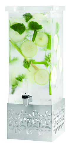 Rosseto 3 gal Beverage Dispenser w/ Ice Basket - Plastic Container, Stainless Base (LD198)-cityfoodequipment.com