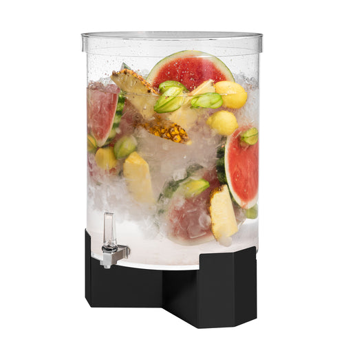 Rosseto 14 Gal Beverage Dispenser - Plastic Container, Black Matte Steel Base (LD199)-cityfoodequipment.com