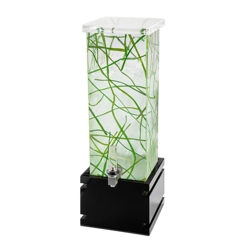 Rosseto 2 Gal Beverage Dispenser W/ Ice Basket - Plastic Container, Black Bamboo Base (LD209)-cityfoodequipment.com