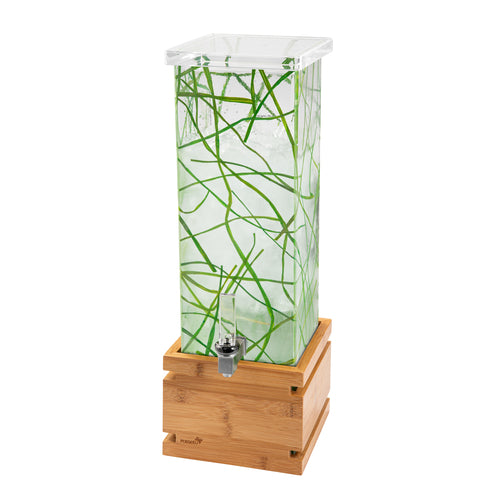 Rosseto 2 Gal Beverage Dispenser W/ Ice Basket - Plastic Container, Bamboo Base (LD210)-cityfoodequipment.com