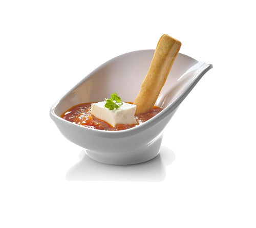 Rosseto 2 Oz Leaf Shaped Melamine Bowl, White (MEL004)-cityfoodequipment.com