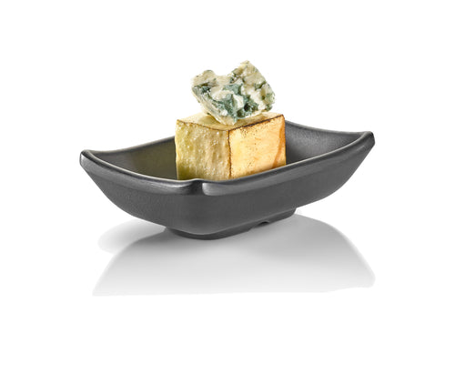 Rosseto 2 Oz Rectangular Melamine Bowl, Rustic Black (MEL005)-cityfoodequipment.com