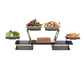 Rosseto 7-Piece Display Riser Set W/ (2) Bowls & (1) Shelf - Steel, Black (SK034)-cityfoodequipment.com