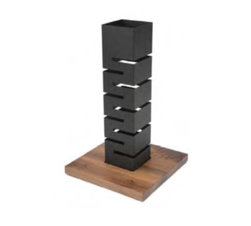 Rosseto Tower Riser With Walnut Base - 13 3/4x22 1/2" Black (SM160)-cityfoodequipment.com