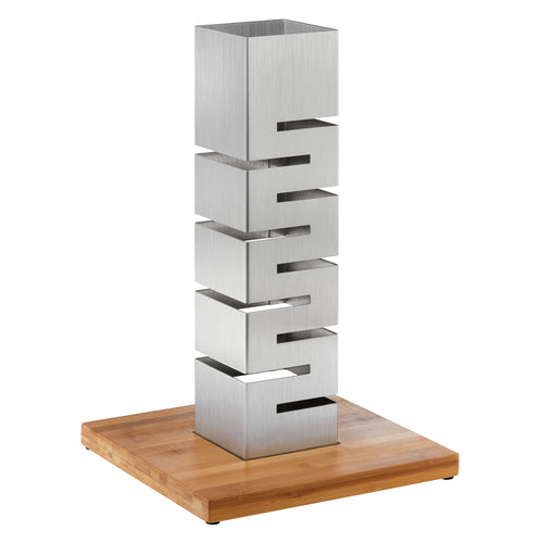 Rosseto 22 1/2" Display Riser W/ Wood Base, Stainless (SM162)-cityfoodequipment.com