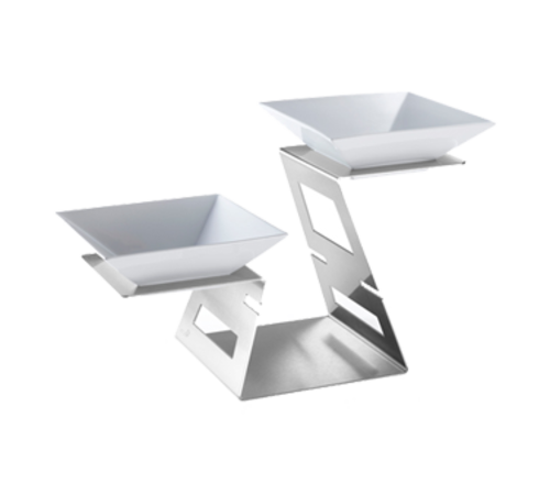Rosseto 2 Tier Swan Display Riser - (2)bowls, Stainless (SM221)-cityfoodequipment.com
