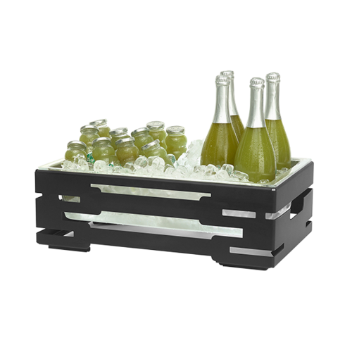 Rosseto Rectangular Cooling Tub - 21 3/5"L X 13 9/16"W X 7"H, Black (SM244)-cityfoodequipment.com