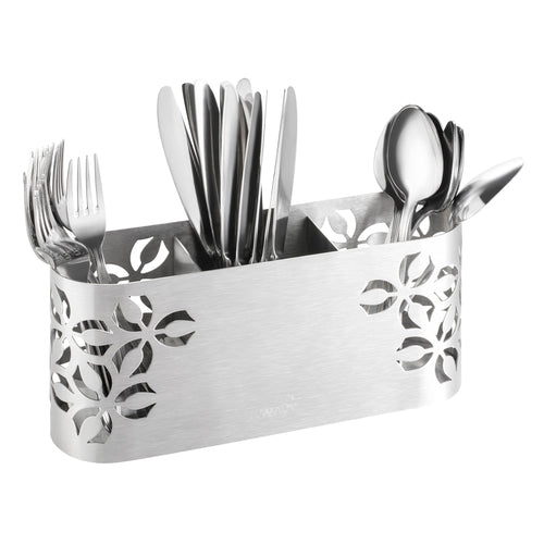 Rosseto 3 Compartment Flatware Holder - 11 13/16" x 3 1/4", Stainless (SM263)-cityfoodequipment.com