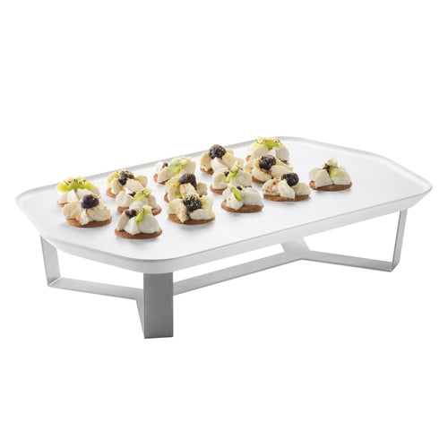 Rosseto 4" Display Riser W/ 20 5/16" X 12 7/16" Melamine Tray, Stainless (SM271)-cityfoodequipment.com