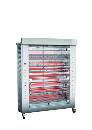 Rotisol USA GF1375-8E-SS Electric 8 Spit Commercial Rotisserie w/ 48 Bird Capacity, 208-230v/3ph-cityfoodequipment.com