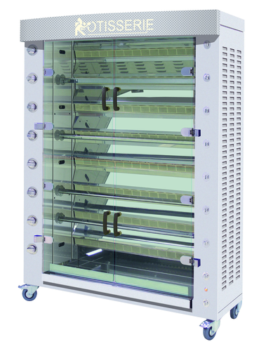 Rotisol USA FB1400-8G-SS Gas 8 Spit Commercial Rotisserie w/ 48 Bird Capacity, Natural Gas-cityfoodequipment.com