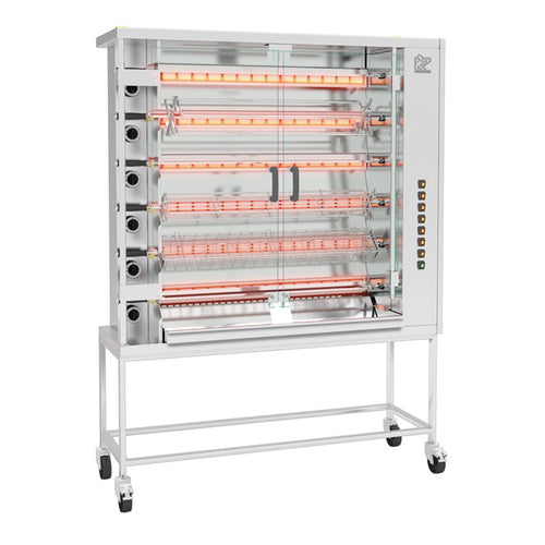 Rotisol USA FF1425-6G-SS Gas 6 Spit Commercial Rotisserie w/ 36 Bird Capacity, Natural Gas-cityfoodequipment.com