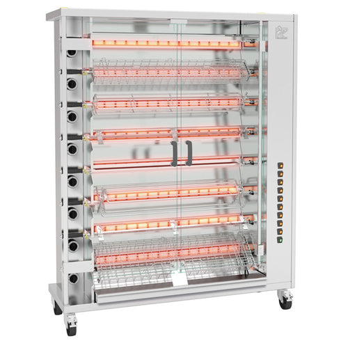 Rotisol USA FF1425-8G-SS Gas 8 Spit Commercial Rotisserie w/ 40 Bird Capacity, Natural Gas-cityfoodequipment.com