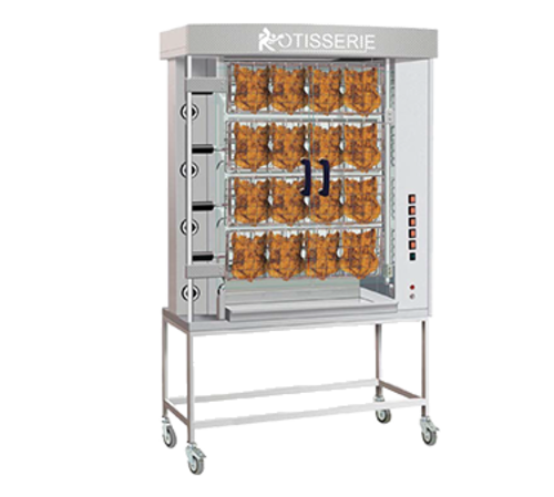 Rotisol USA FFS1175-4G-SS Gas 4 Spit Spatchcock Commercial Rotisserie w/ 16 Bird Capacity, Natural Gas-cityfoodequipment.com