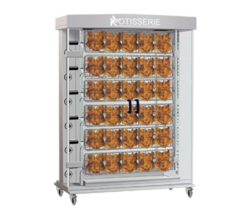 Rotisol USA FFS1425-6G-SS Gas 6 Spit Spatchcock Commercial Rotisserie w/ 30 Bird Capacity, Natural Gas-cityfoodequipment.com