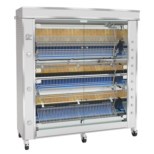 Rotisol USA GF1675-8G-SS Gas 8 Spit Commercial Rotisserie w/ 54 Bird Capacity, Natural Gas-cityfoodequipment.com