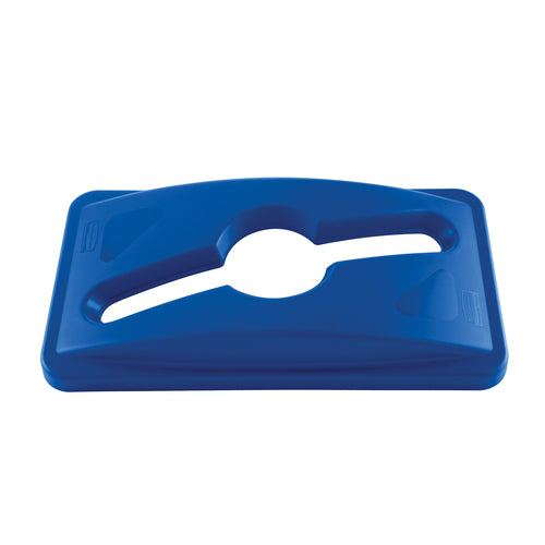 Rubbermaid 1788372 Rectangle Recycling Trash Can Lid - Plastic, Blue-cityfoodequipment.com