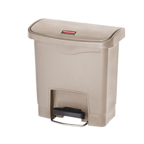 Rubbermaid 1883455 4 gal Rectangle Plastic Step Trash Can, 14 13/16"L x 9 2/32" W x 15 11/16" H, Beige-cityfoodequipment.com
