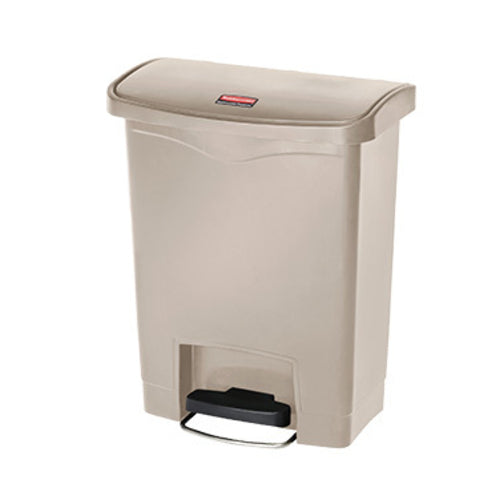 Rubbermaid 1883456 8 gal Rectangle Plastic Step Trash Can, 16 47/64" L x 10 21/32" W x 21 7/64" H, Beige-cityfoodequipment.com