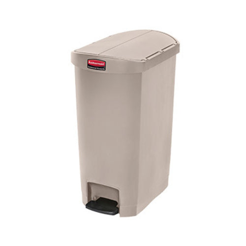 Rubbermaid 1883459 13 gal Rectangle Plastic Step Trash Can, 20 3/4"L x 13 1/2"W x 28 3/8"H, Beige-cityfoodequipment.com