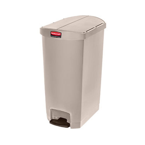 Rubbermaid 1883551 18 gal Rectangle Plastic Step Trash Can, 22 7/64" L x 14 7/10" W x 30 49/64"H, Beige-cityfoodequipment.com