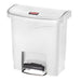 Rubbermaid 1883554 4 gal Rectangle Plastic Step Trash Can, 14 13/16"L x 9 2/32" W x 15 11/16" H, White-cityfoodequipment.com