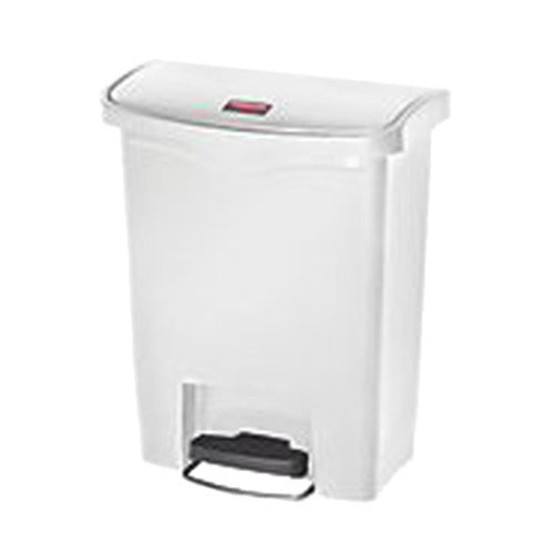 Rubbermaid 1883555 8 gal Rectangle Plastic Step Trash Can, 16 47/64" L x 10 21/32" W x 21 7/64" H, White-cityfoodequipment.com