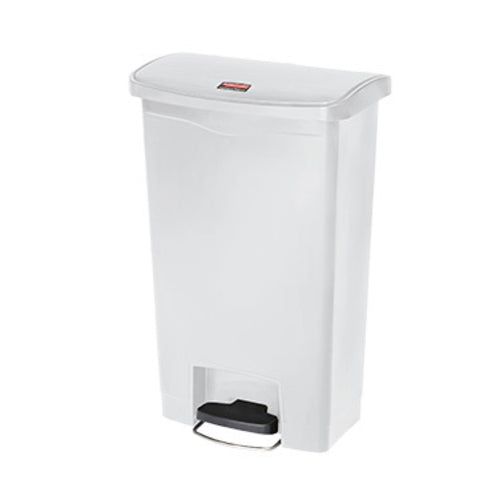 Rubbermaid 1883557 13 gal Rectangle Plastic Step Trash Can, 17 31/32" L x 11 31/64" W x 28 3/10" H, White-cityfoodequipment.com