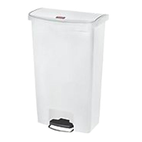 Rubbermaid 1883559 18 gal Rectangle Plastic Step Trash Can, 19 43/64" L x 12 15/64" W x 31 39/64" H, White-cityfoodequipment.com