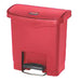Rubbermaid 1883563 4 gal Rectangle Plastic Step Trash Can, 14 13/16"L x 9 2/32" W x 15 11/16" H, Red-cityfoodequipment.com