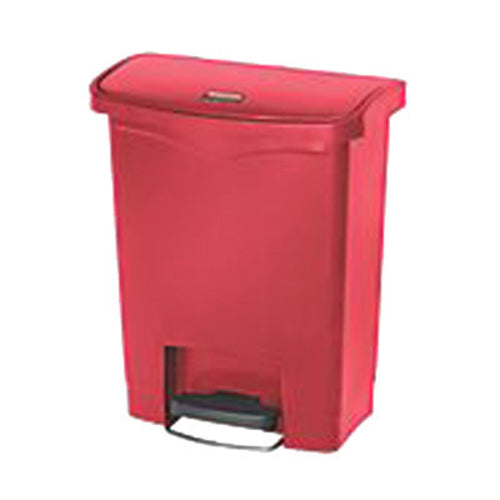 Rubbermaid 1883564 8 gal Rectangle Plastic Step Trash Can, 16 47/64" L x 10 21/32" W x 21 7/64" H, Red-cityfoodequipment.com