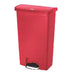 Rubbermaid 1883568 18 gal Rectangle Plastic Step Trash Can, 19 43/64" L x 12 15/64" W x 31 39/64" H, Red-cityfoodequipment.com