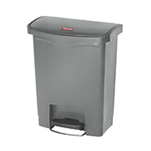 Rubbermaid 1883600 8 gal Rectangle Plastic Step Trash Can, 16 47/64" L x 10 21/32" W x 21 7/64" H, Gray-cityfoodequipment.com
