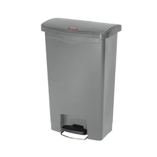 Rubbermaid 1883602 13 gal Rectangle Plastic Step Trash Can, 17 31/32" L x 11 31/64" W x 28 3/10" H, Gray-cityfoodequipment.com