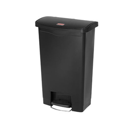 Rubbermaid 1883611 13 gal Rectangle Plastic Step Trash Can, 17 31/32" L x 11 31/64" W x 28 3/10" H, Black-cityfoodequipment.com