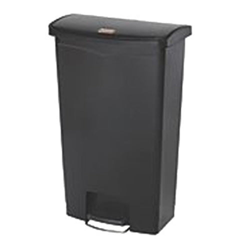 Rubbermaid 1883613 18 gal Rectangle Plastic Step Trash Can, 19 43/64" L x 12 15/64" W x 31 39/64" H, Black-cityfoodequipment.com