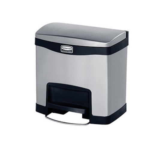 Rubbermaid 1901982 4 gal Rectangle Metal Step Trash Can, 15 37/64" L x 11 29/32" W x 15 47/64" H, Black-cityfoodequipment.com