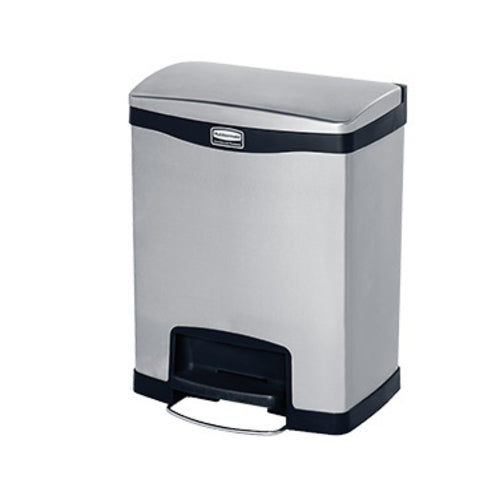 Rubbermaid 1901985 8 gal Rectangle Metal Step Trash Can, 16 53/64" W x 12 53/64" D x 21 1/8"H, Black-cityfoodequipment.com