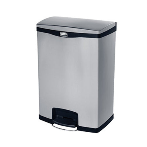 Rubbermaid 1901999 4 gal Rectangle Metal Step Trash Can, 21 4/5"L x 16 15/64" W x 31 53/64" H, Black-cityfoodequipment.com