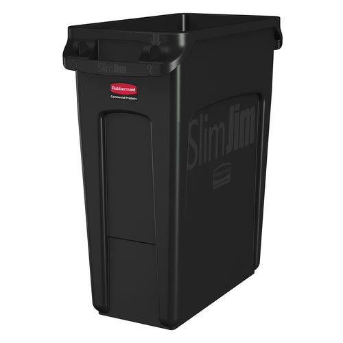 Rubbermaid 1955959 16 gal Rectangle Slim Trash Can, 22"L x 11"W x 25"H, Black-cityfoodequipment.com