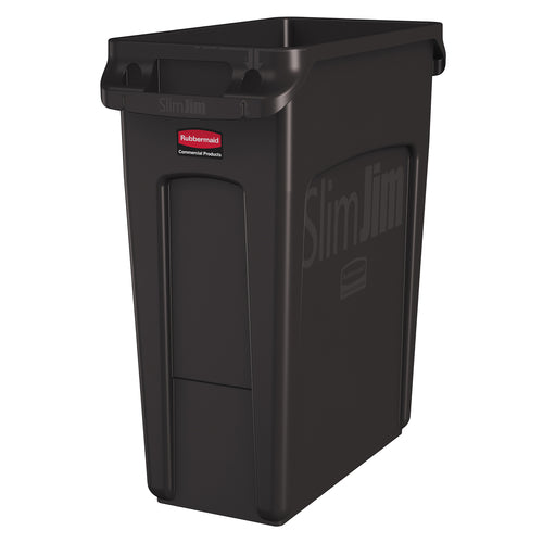 Rubbermaid 1956181 16 gal Rectangle Slim Trash Can, 22"L x 11"W x 25"H, Brown-cityfoodequipment.com