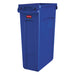 Rubbermaid 1956185 23 gal Rectangle Slim Trash Can, 22"L x 11"W x 30"H, Blue-cityfoodequipment.com