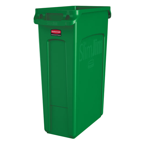 Rubbermaid 1956186 23 gal Rectangle Slim Trash Can, 22"L x 11"W x 30"H, Green-cityfoodequipment.com
