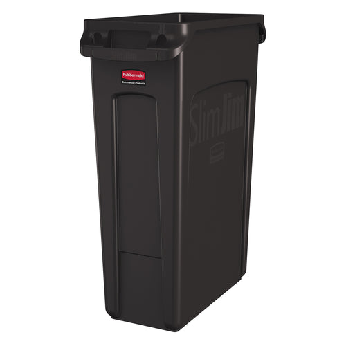 Rubbermaid 1956187 23 gal Rectangle Slim Trash Can, 22"L x 11"W x 30"H, Brown-cityfoodequipment.com